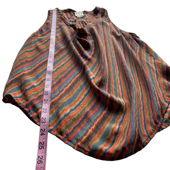 Women's Haute Hippie Multicolor Blouse Striped Tie Dye Silk Cowl Neck Top Small - Picture 5 of 7